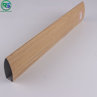 Commercial Roof Linear Aluminium Strip False Ceiling Wood Grain With Bullet Shaped