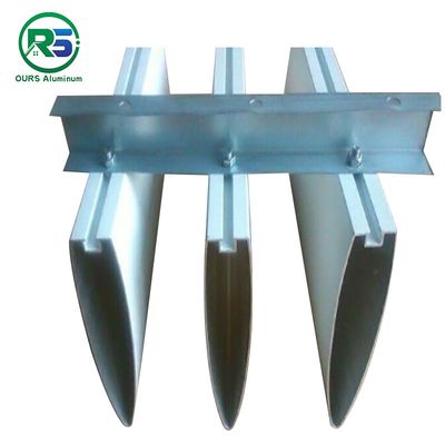Commercial Roof Linear Aluminium Strip False Ceiling Wood Grain With Bullet Shaped